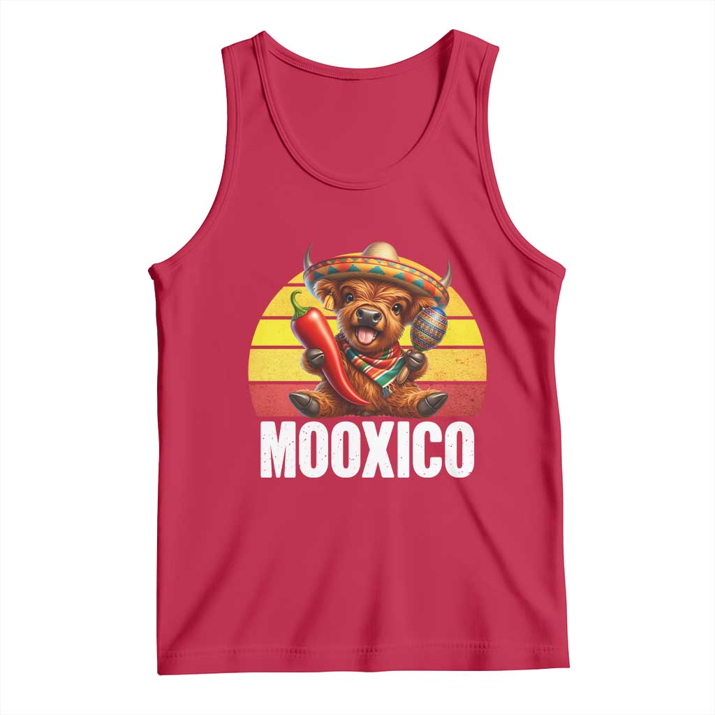 Funny Highland Cow MooXico Tank Top Cinco De Mayo Fiesta Party TS12 Red Print Your Wear