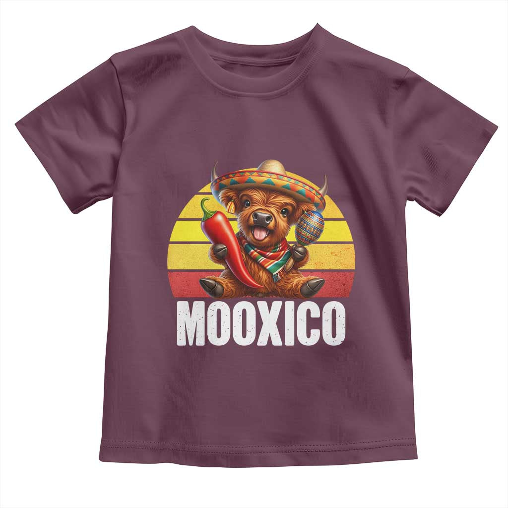 Funny Highland Cow MooXico Toddler T Shirt Cinco De Mayo Fiesta Party TS12 Maroon Print Your Wear