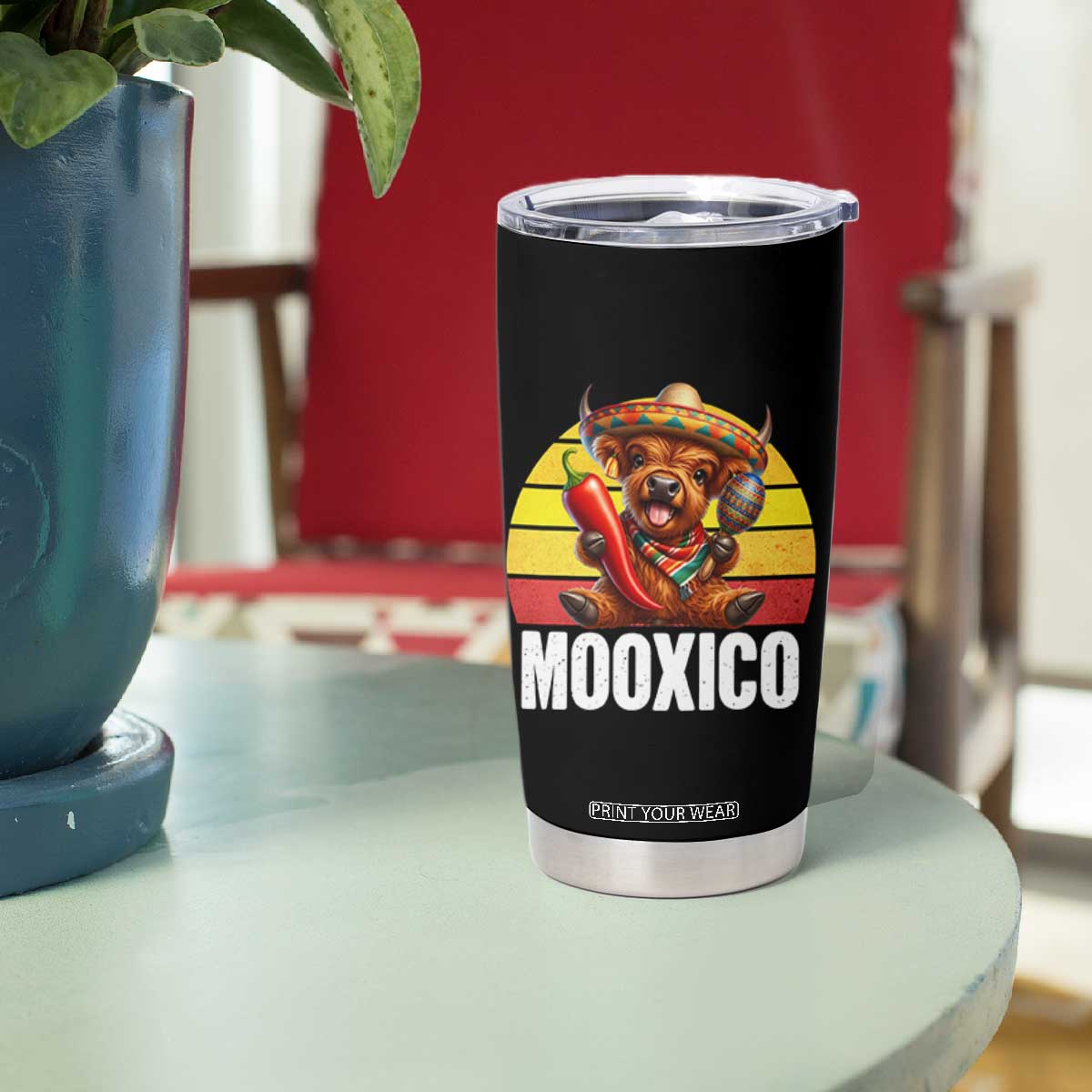Funny Highland Cow MooXico Tumbler Cup Cinco De Mayo Fiesta Party TS12 Print Your Wear