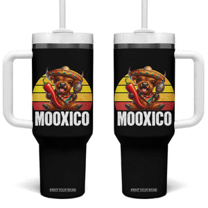 Funny Highland Cow MooXico Tumbler With Handle Cinco De Mayo Fiesta Party TS12 One Size: 40 oz Black Print Your Wear