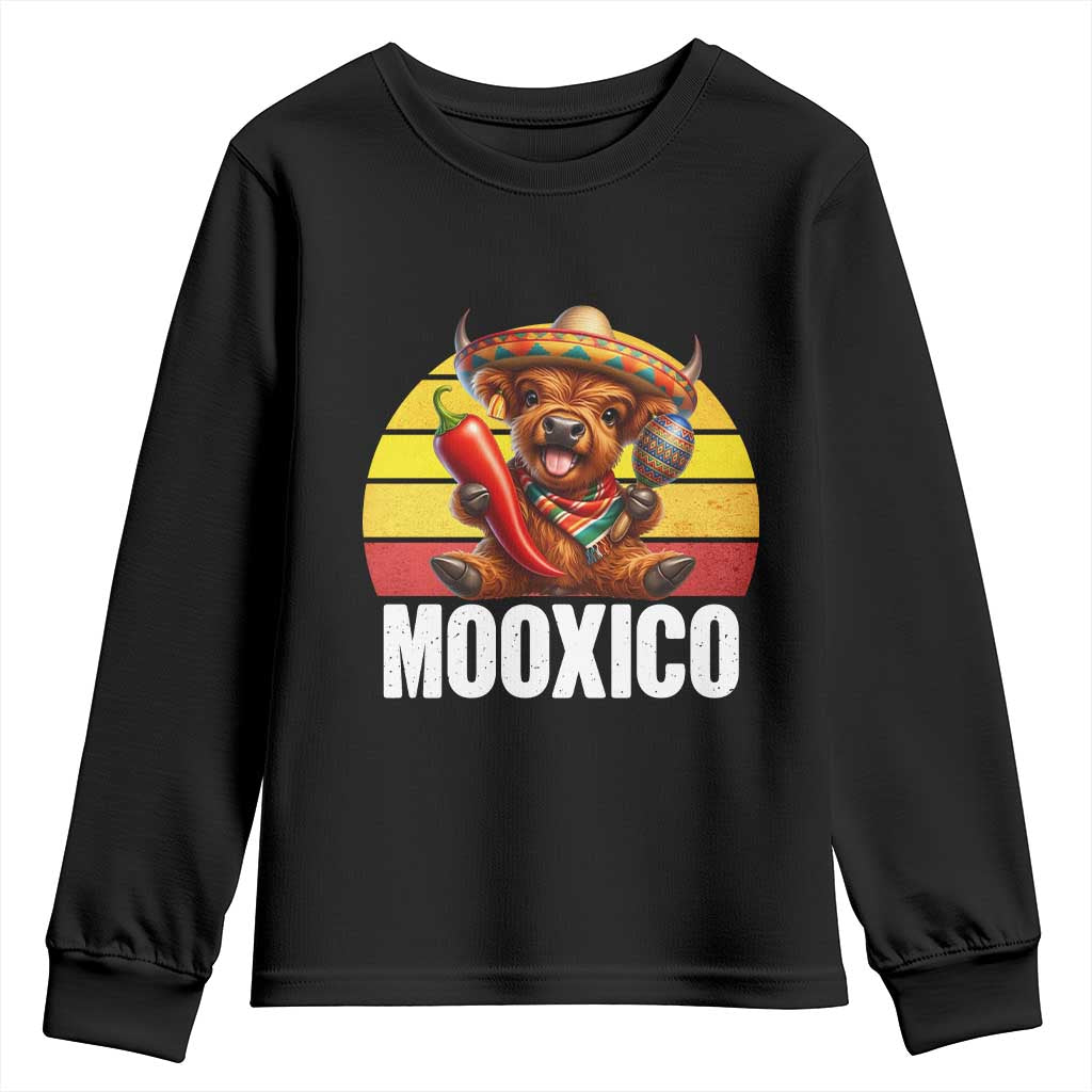 Funny Highland Cow MooXico Youth Sweatshirt Cinco De Mayo Fiesta Party TS12 Black Print Your Wear