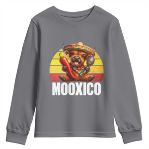 Funny Highland Cow MooXico Youth Sweatshirt Cinco De Mayo Fiesta Party TS12 Charcoal Print Your Wear