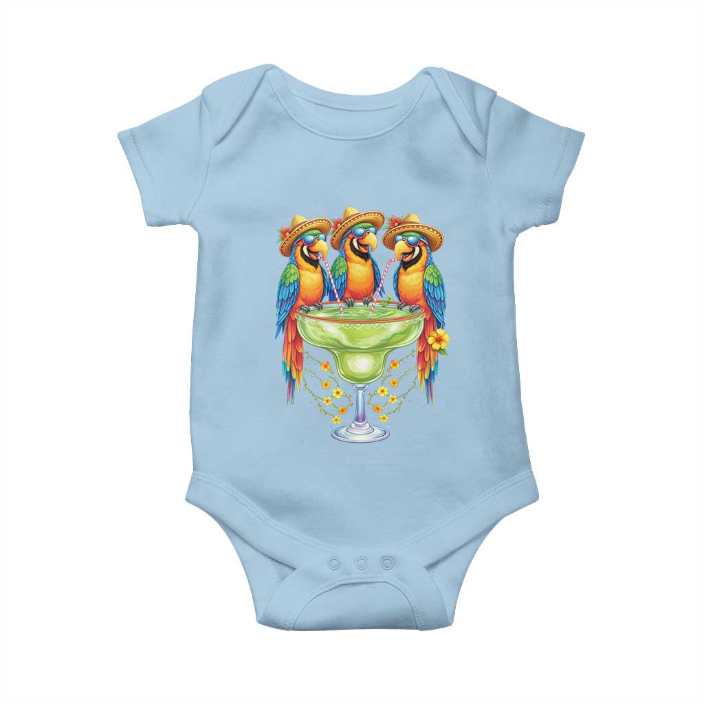 Cinco De Mayo Summer Party Baby Onesie Funny Parrots Drinking Margaritas TS12 Light Blue Print Your Wear
