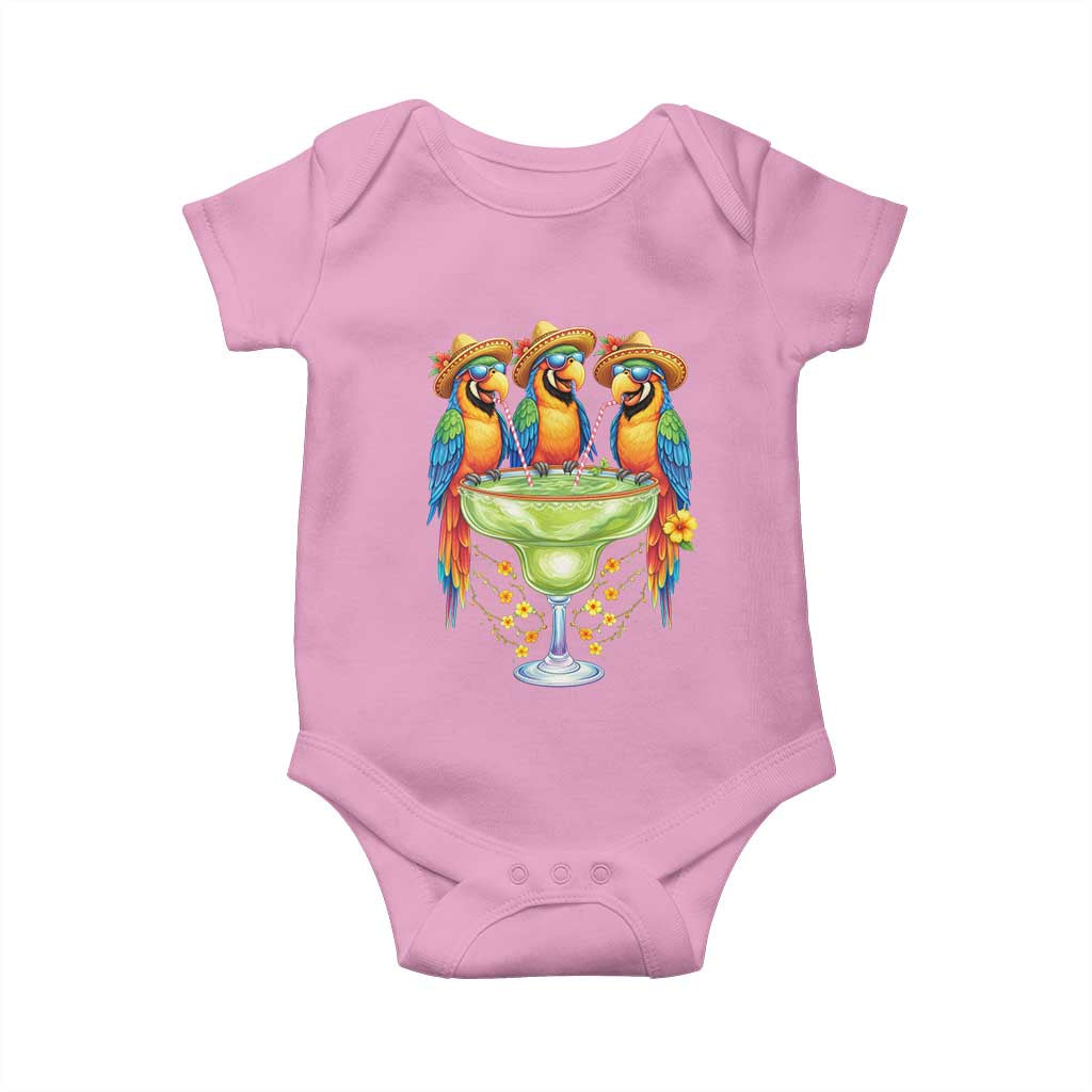 Cinco De Mayo Summer Party Baby Onesie Funny Parrots Drinking Margaritas TS12 Light Pink Print Your Wear