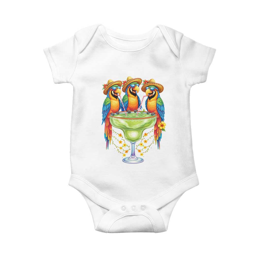 Cinco De Mayo Summer Party Baby Onesie Funny Parrots Drinking Margaritas TS12 White Print Your Wear