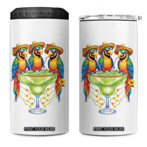 Cinco De Mayo Summer Party 4 in 1 Can Cooler Tumbler Funny Parrots Drinking Margaritas TS12 One Size: 16 oz White Print Your Wear
