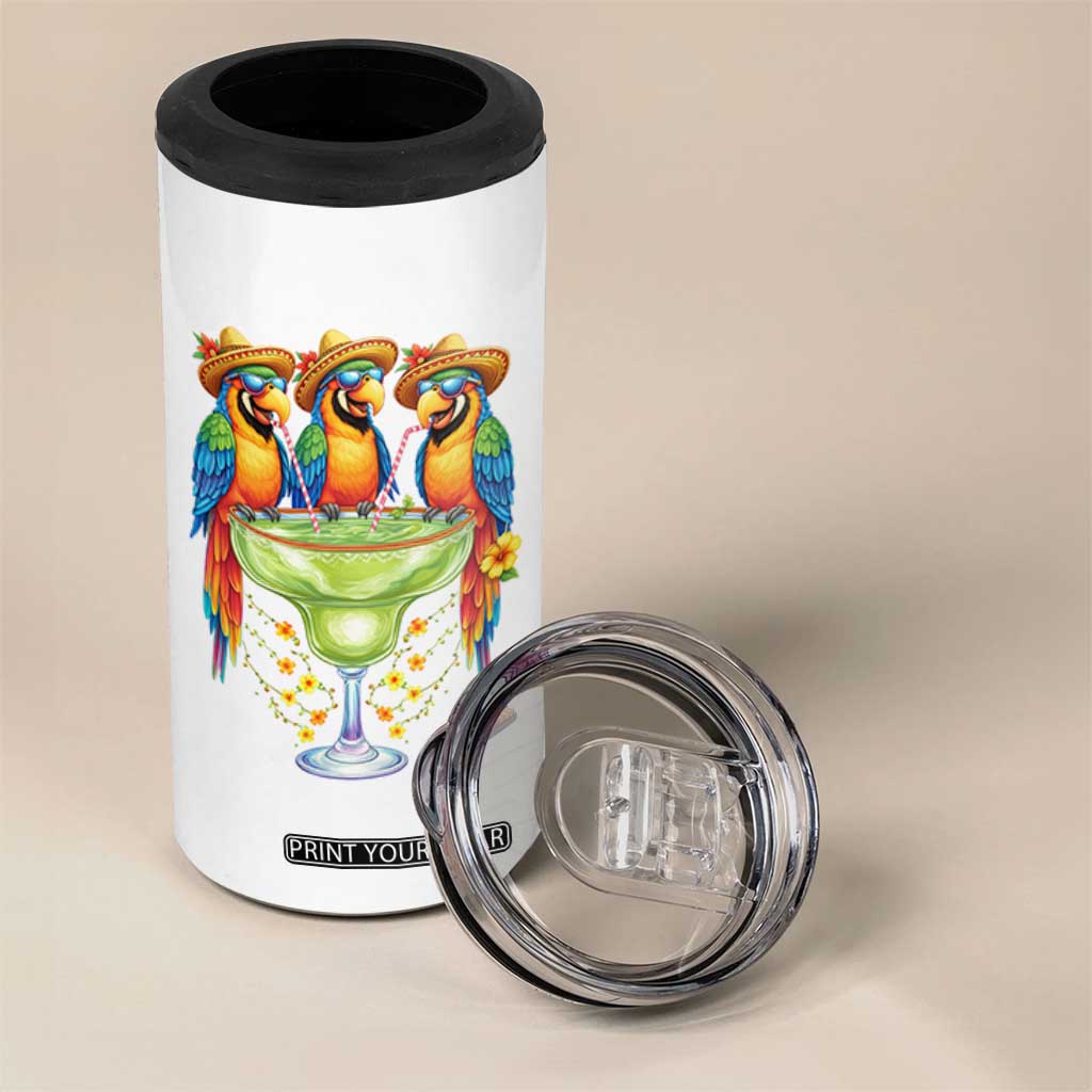 Cinco De Mayo Summer Party 4 in 1 Can Cooler Tumbler Funny Parrots Drinking Margaritas TS12 Print Your Wear