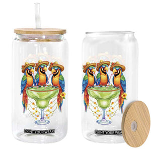 Cinco De Mayo Summer Party Glass Can Funny Parrots Drinking Margaritas TS12 Print Your Wear