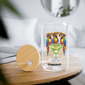 Cinco De Mayo Summer Party Glass Can Funny Parrots Drinking Margaritas TS12 Print Your Wear
