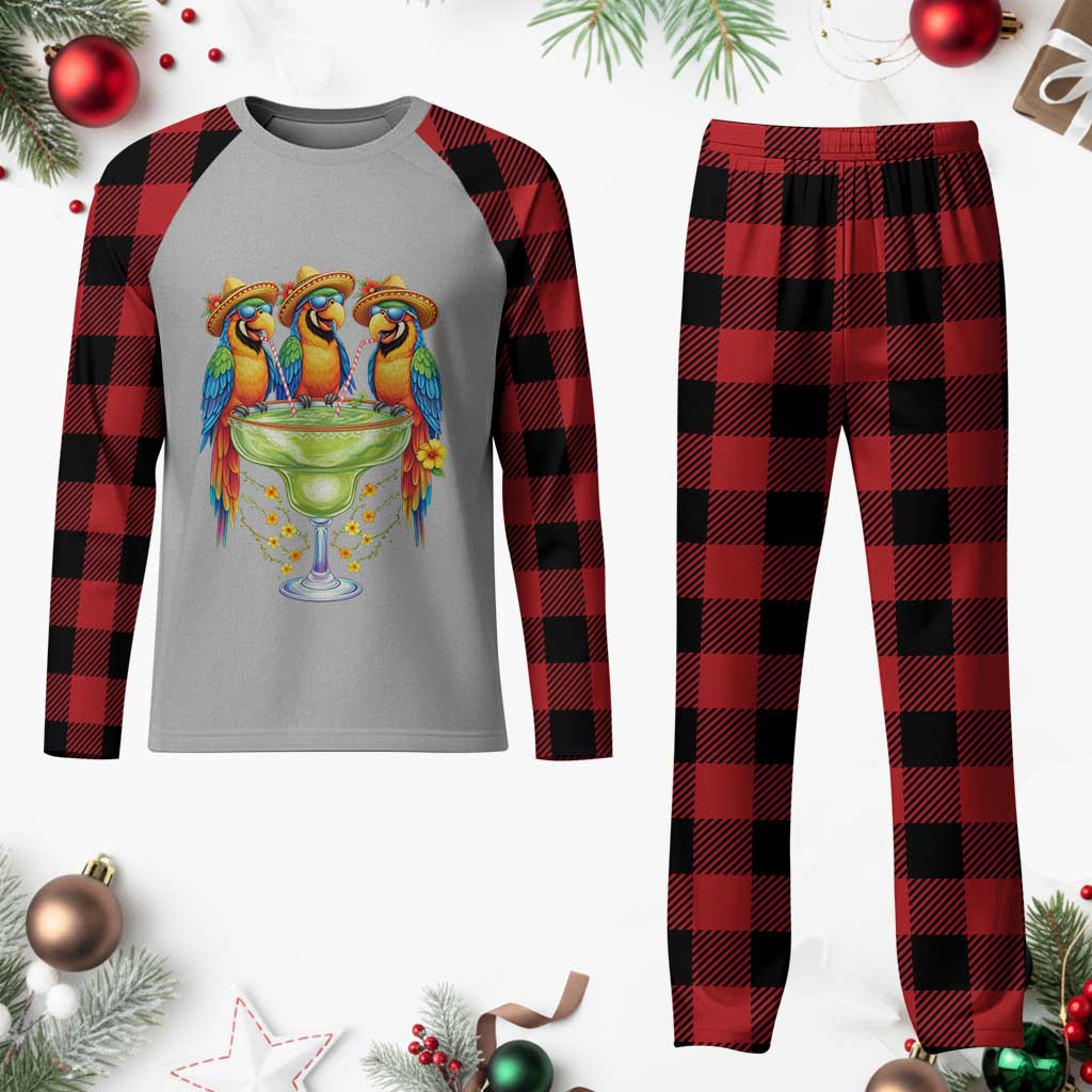 Cinco De Mayo Summer Party Plaid Pajama Set Funny Parrots Drinking Margaritas TS12 Buffalo Plaid Print Your Wear