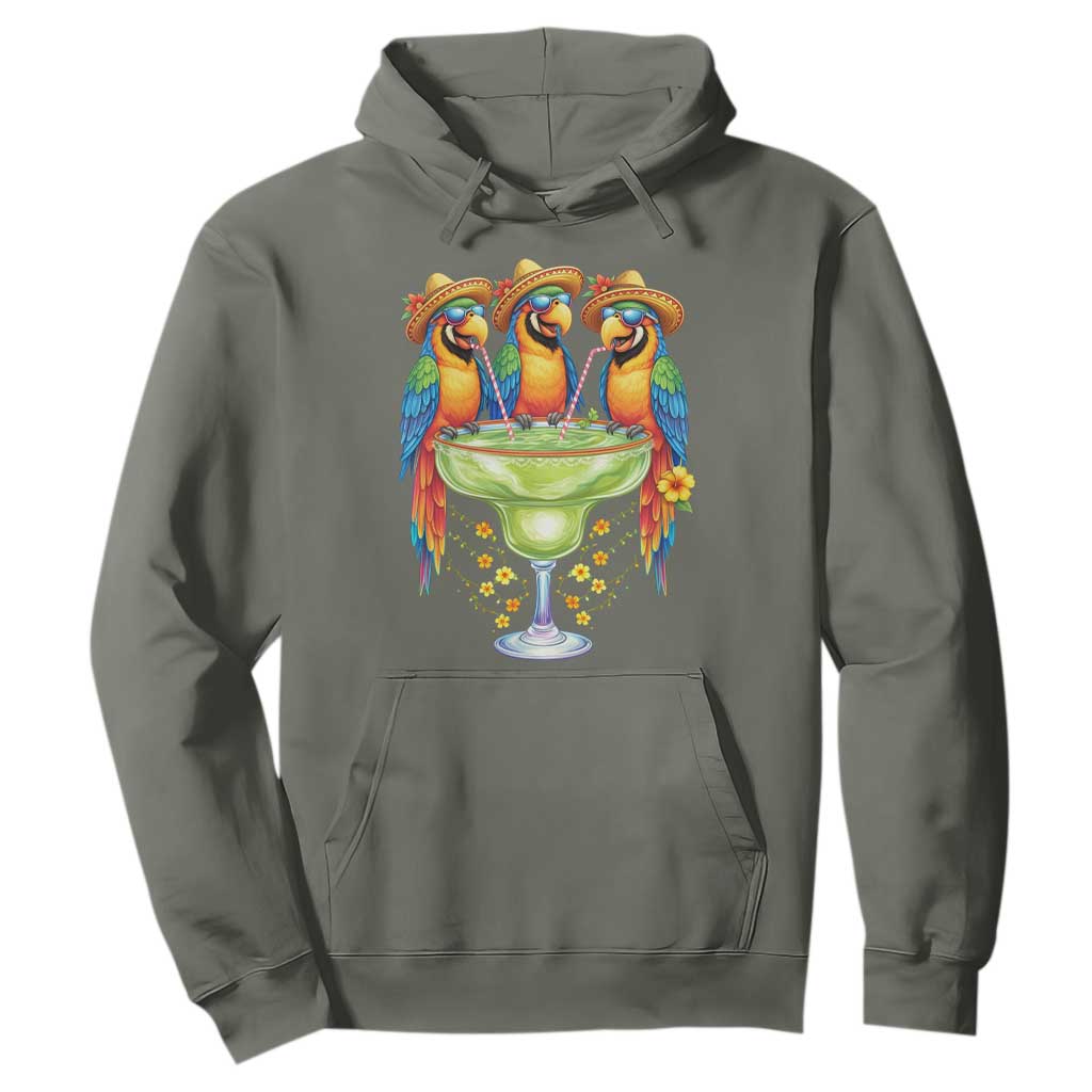 Cinco De Mayo Summer Party Hoodie Funny Parrots Drinking Margaritas TS12 Military Green Print Your Wear