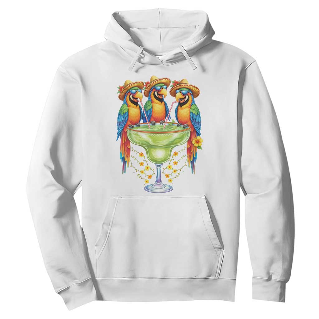 Cinco De Mayo Summer Party Hoodie Funny Parrots Drinking Margaritas TS12 White Print Your Wear