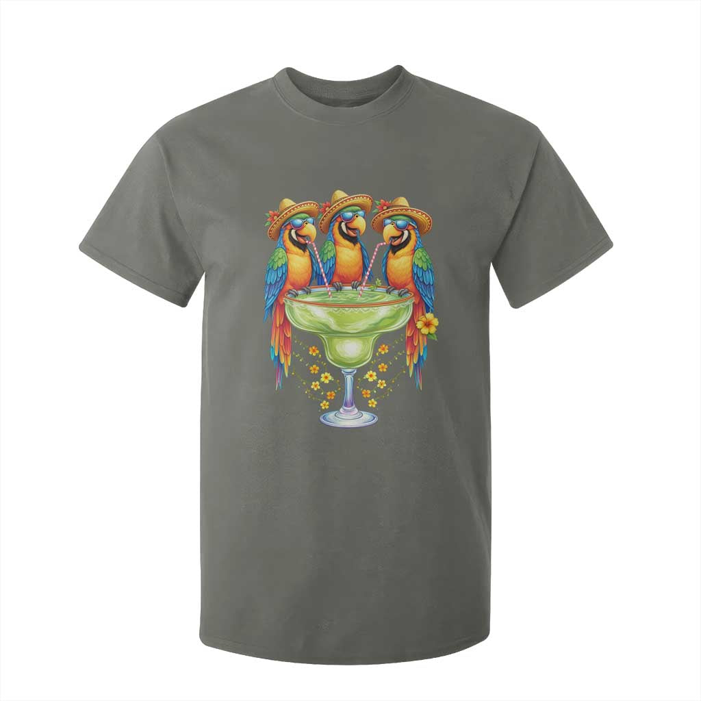Cinco De Mayo Summer Party T Shirt For Kid Funny Parrots Drinking Margaritas TS12 Military Green Print Your Wear