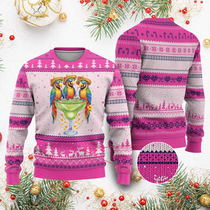 Cinco De Mayo Summer Party Ugly Christmas Sweater Funny Parrots Drinking Margaritas TS12 Hot Pink Print Your Wear