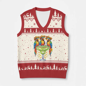 Cinco De Mayo Summer Party V-Neck Knit Sweater Vest Funny Parrots Drinking Margaritas TS12 Beige Red Print Your Wear