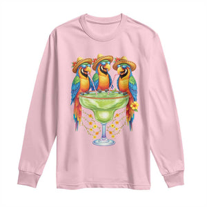 Cinco De Mayo Summer Party Long Sleeve Shirt Funny Parrots Drinking Margaritas TS12 Light Pink Print Your Wear