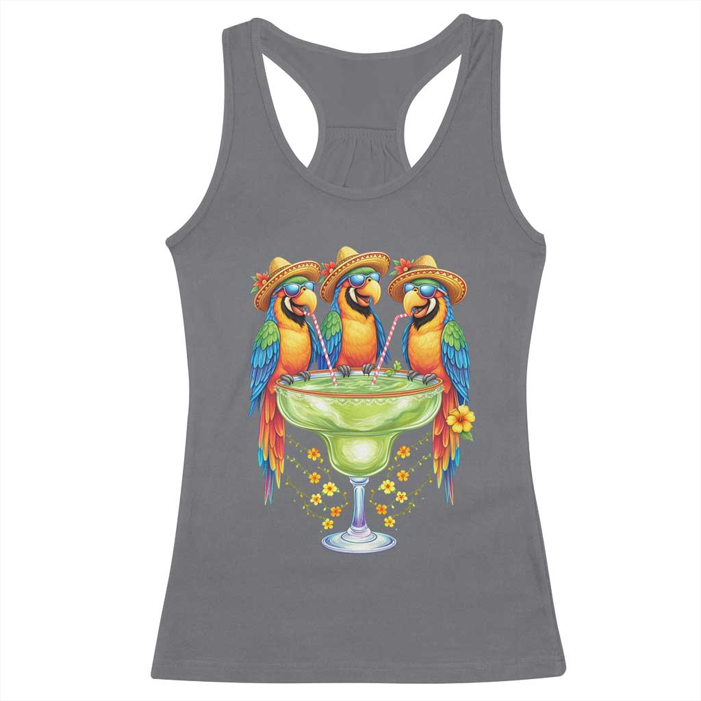 Cinco De Mayo Summer Party Racerback Tank Top Funny Parrots Drinking Margaritas TS12 Charcoal Print Your Wear