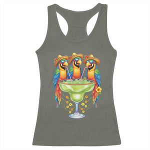 Cinco De Mayo Summer Party Racerback Tank Top Funny Parrots Drinking Margaritas TS12 Military Green Print Your Wear