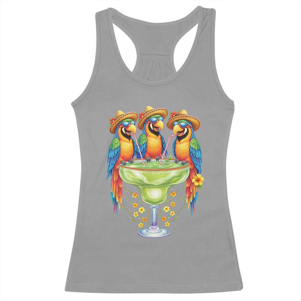 Cinco De Mayo Summer Party Racerback Tank Top Funny Parrots Drinking Margaritas TS12 Sport Gray Print Your Wear