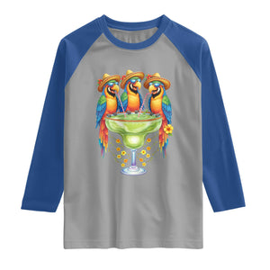 Cinco De Mayo Summer Party Raglan Shirt Funny Parrots Drinking Margaritas TS12 Sport Gray Royal Print Your Wear