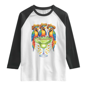 Cinco De Mayo Summer Party Raglan Shirt Funny Parrots Drinking Margaritas TS12 White Black Print Your Wear