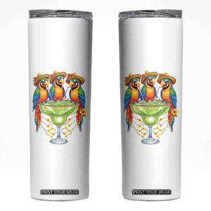 Cinco De Mayo Summer Party Skinny Tumbler Funny Parrots Drinking Margaritas TS12 White Print Your Wear