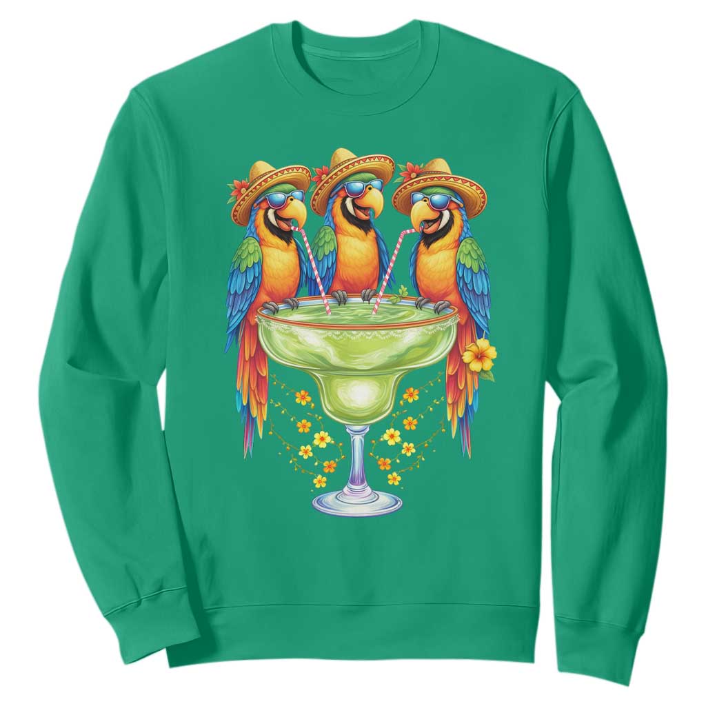 Cinco De Mayo Summer Party Sweatshirt Funny Parrots Drinking Margaritas TS12 Irish Green Print Your Wear