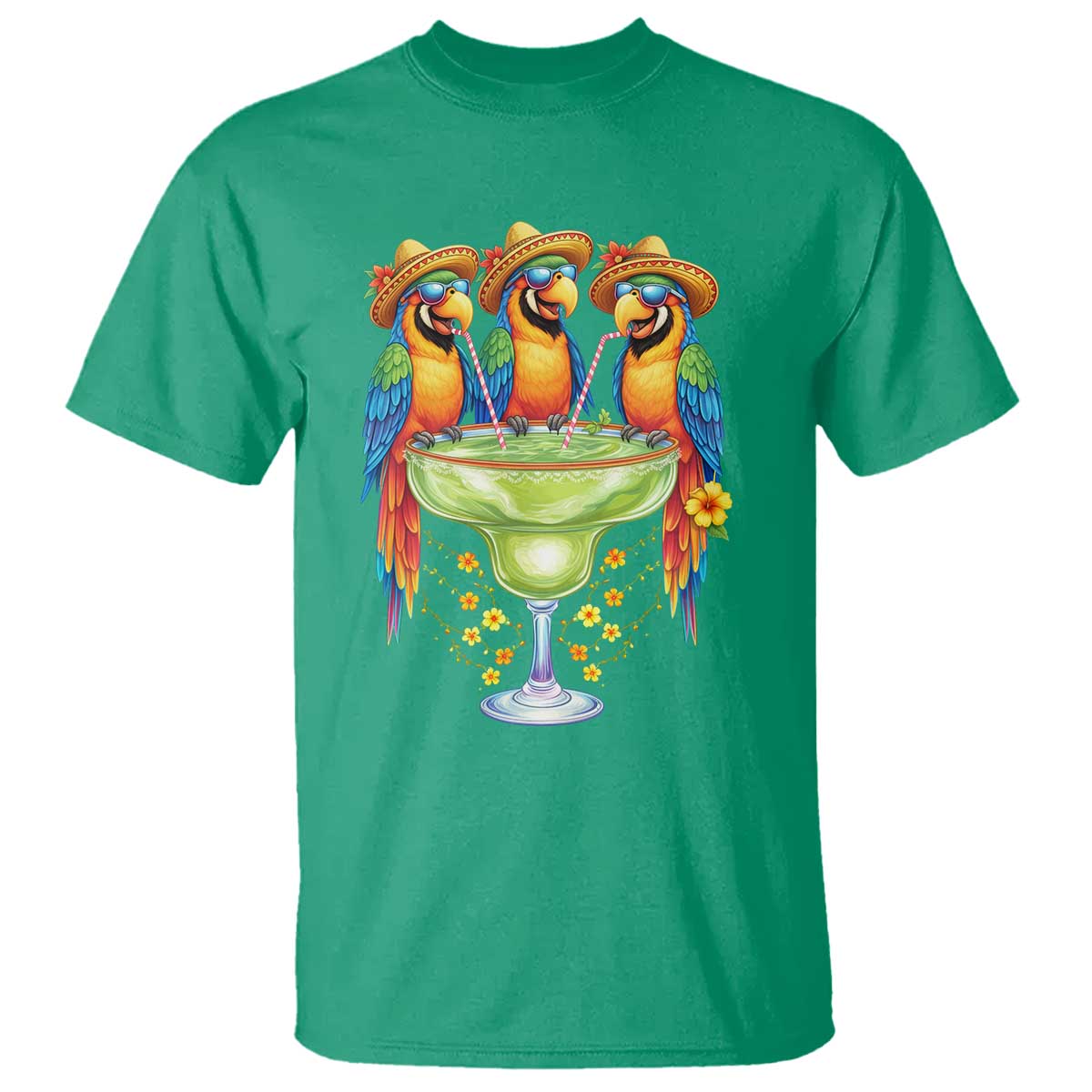 Cinco De Mayo Summer Party T Shirt Funny Parrots Drinking Margaritas TS12 Irish Green Print Your Wear