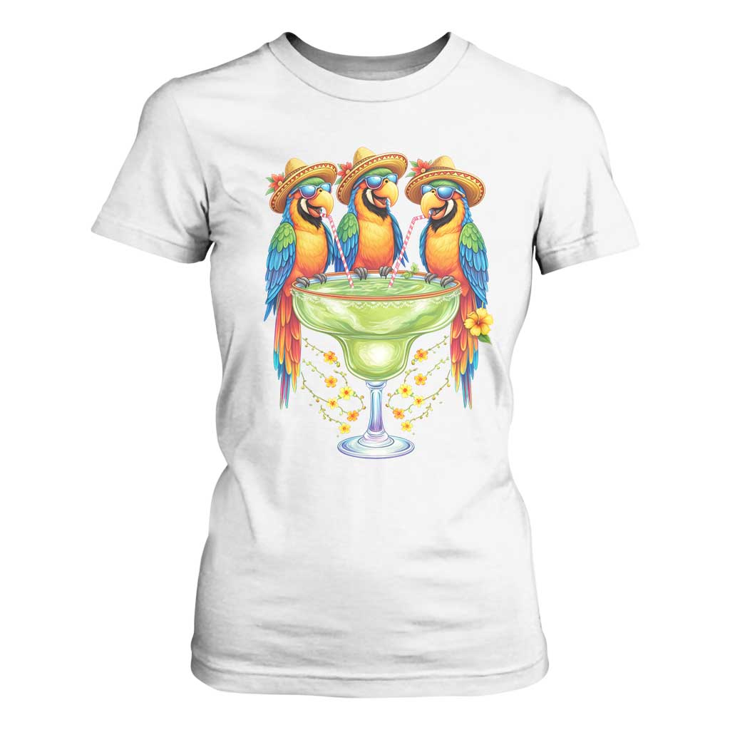 Cinco De Mayo Summer Party T Shirt For Women Funny Parrots Drinking Margaritas TS12 White Print Your Wear