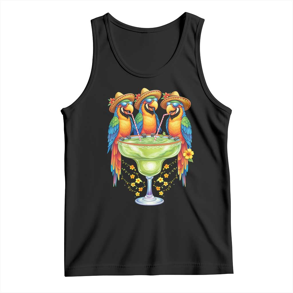 Cinco De Mayo Summer Party Tank Top Funny Parrots Drinking Margaritas TS12 Black Print Your Wear