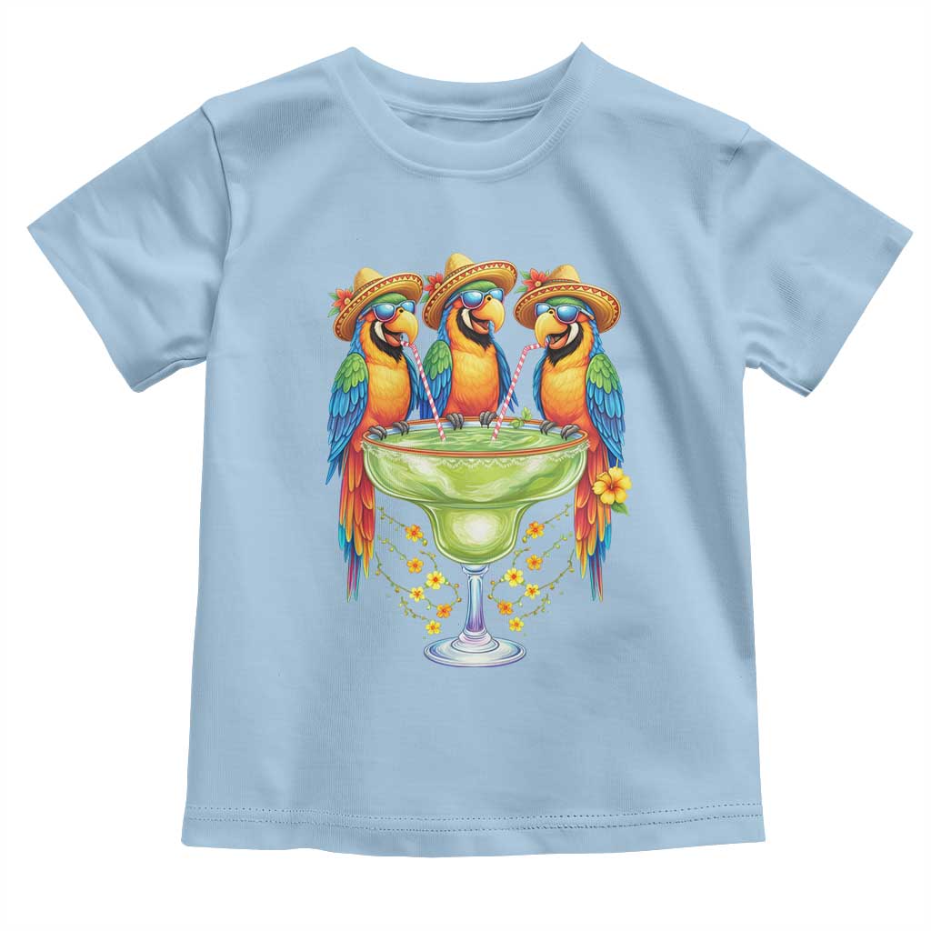 Cinco De Mayo Summer Party Toddler T Shirt Funny Parrots Drinking Margaritas TS12 Light Blue Print Your Wear