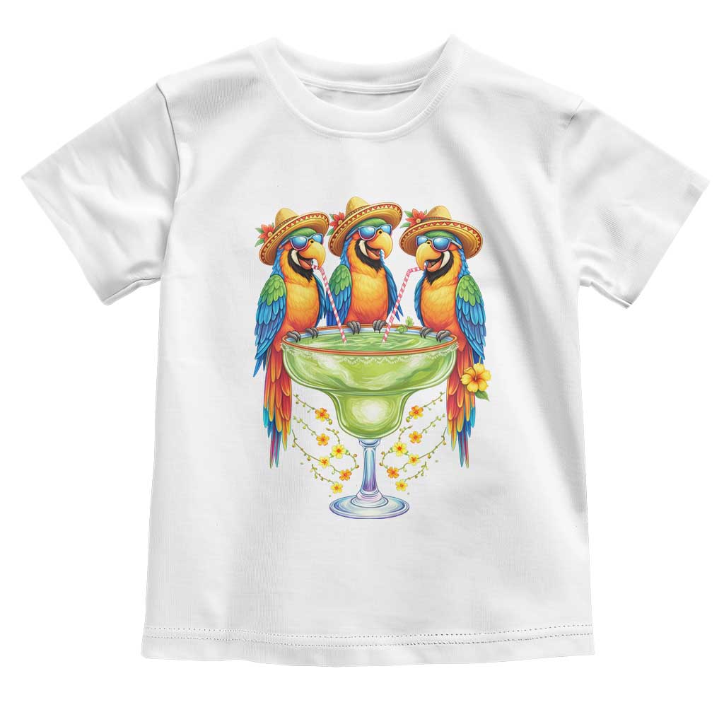 Cinco De Mayo Summer Party Toddler T Shirt Funny Parrots Drinking Margaritas TS12 White Print Your Wear