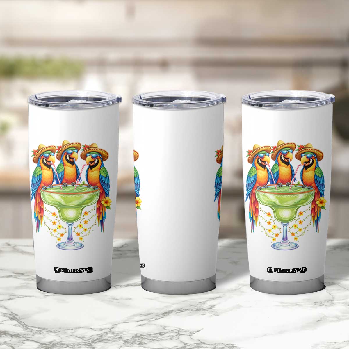 Cinco De Mayo Summer Party Tumbler Cup Funny Parrots Drinking Margaritas TS12 Print Your Wear