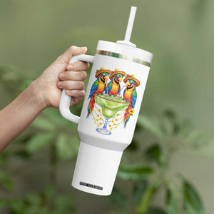 Cinco De Mayo Summer Party Tumbler With Handle Funny Parrots Drinking Margaritas TS12 Print Your Wear