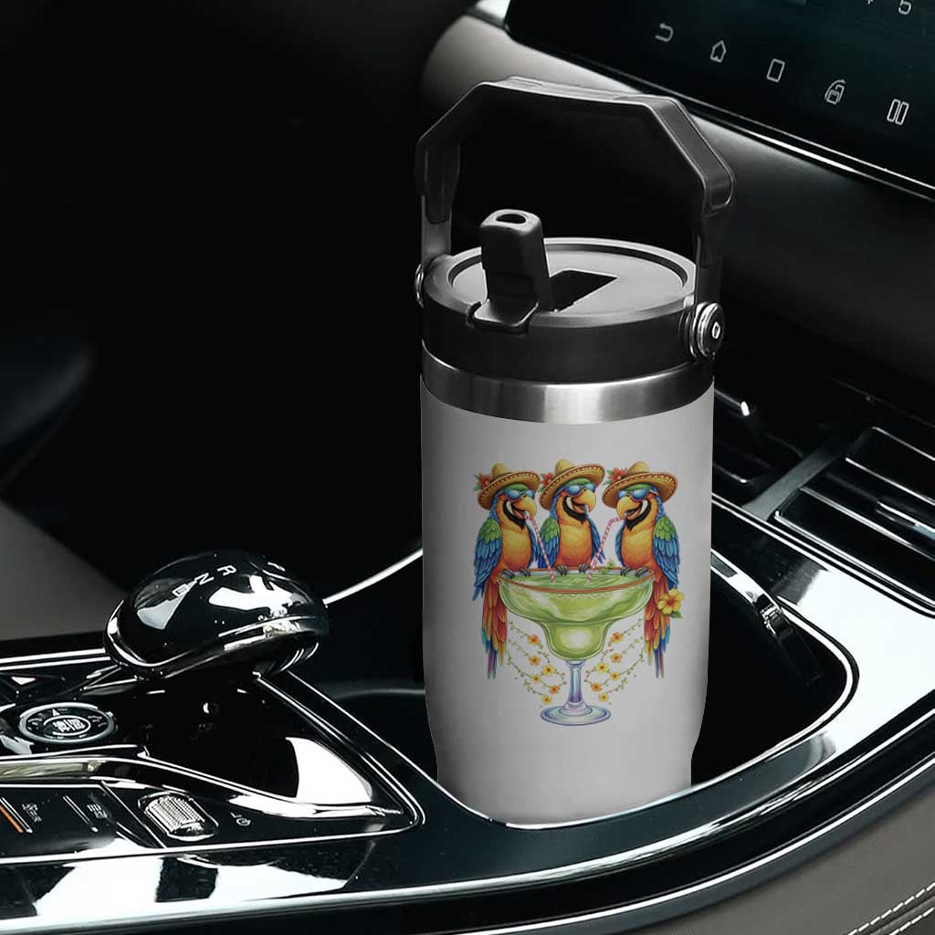 Cinco De Mayo Summer Party Flip Straw Tumbler Funny Parrots Drinking Margaritas TS12 Print Your Wear