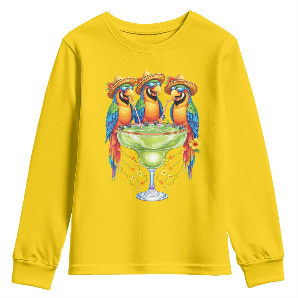 Cinco De Mayo Summer Party Youth Sweatshirt Funny Parrots Drinking Margaritas TS12 Daisy Print Your Wear