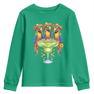Cinco De Mayo Summer Party Youth Sweatshirt Funny Parrots Drinking Margaritas TS12 Irish Green Print Your Wear