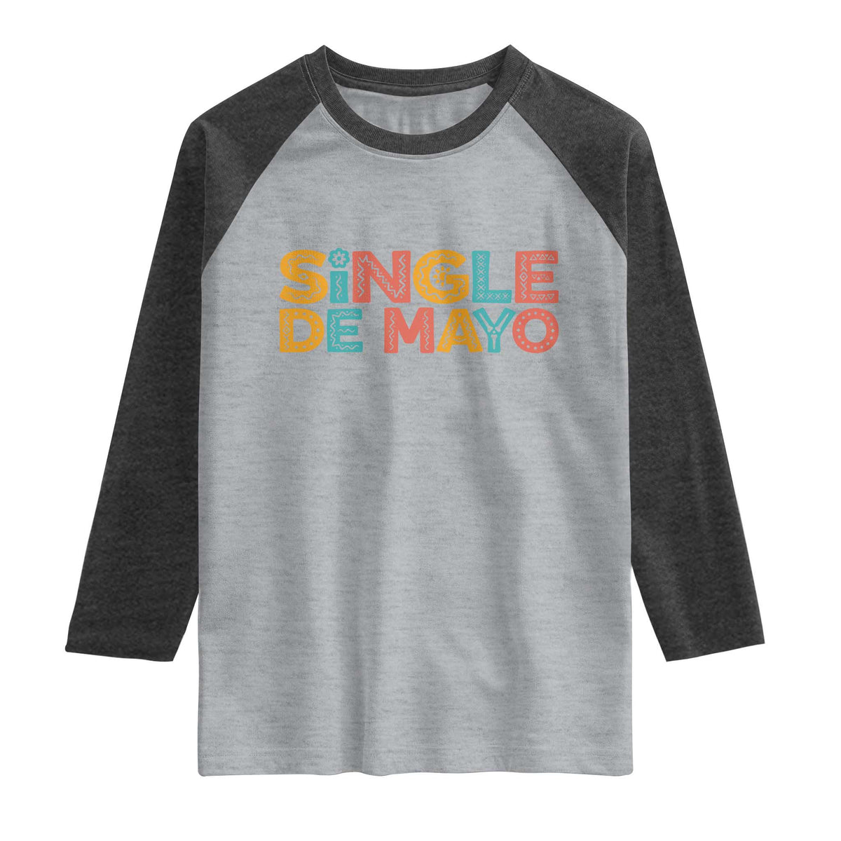 Mexican Fiesta Party Gift Raglan Shirt Single De Mayo TS12 Heather Gray Heather Charcoal Print Your Wear