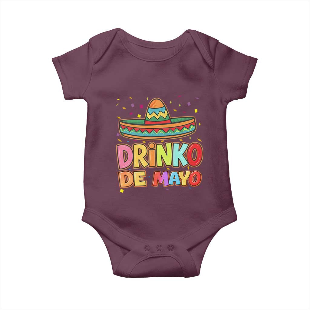 Funny Cinco De Mayo Day Drinking Fiesta Party Baby Onesie Drinko De Mayo TS12 Maroon Print Your Wear