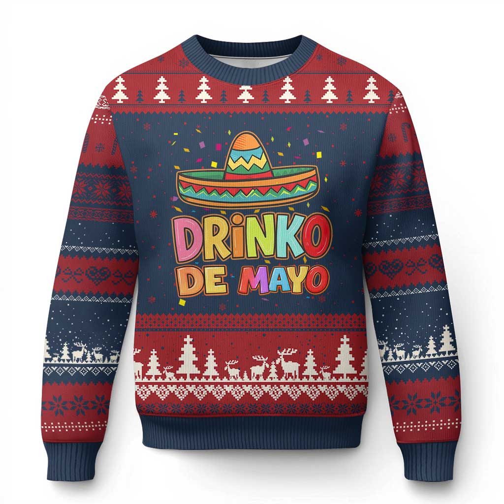 Funny Cinco De Mayo Day Drinking Fiesta Party Ugly Christmas Sweater Drinko De Mayo TS12 Navy Red Print Your Wear