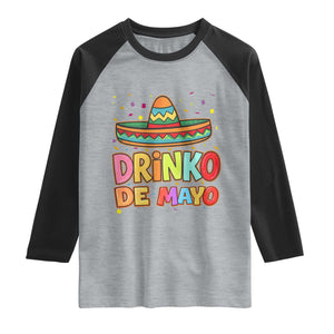 Funny Cinco De Mayo Day Drinking Fiesta Party Raglan Shirt Drinko De Mayo TS12 Heather Gray Black Print Your Wear