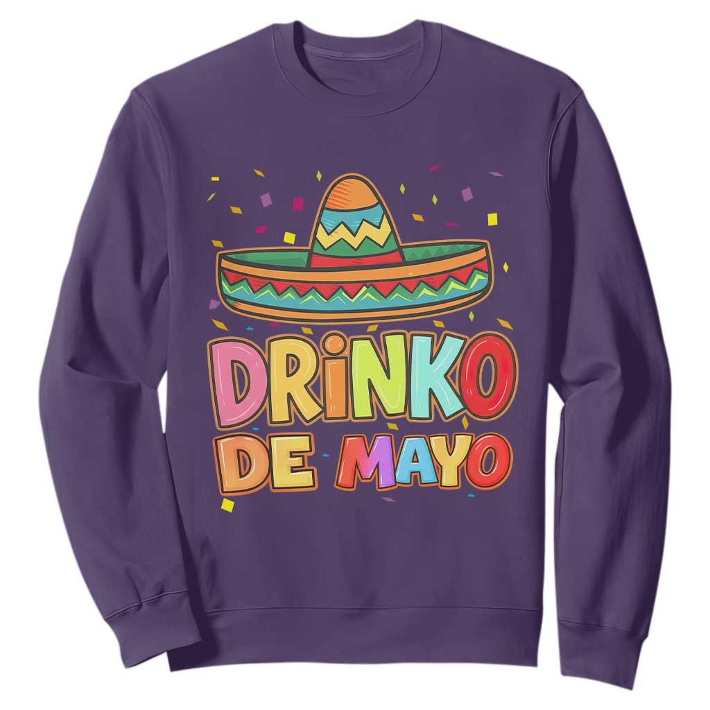 Funny Cinco De Mayo Day Drinking Fiesta Party Sweatshirt Drinko De Mayo TS12 Purple Print Your Wear