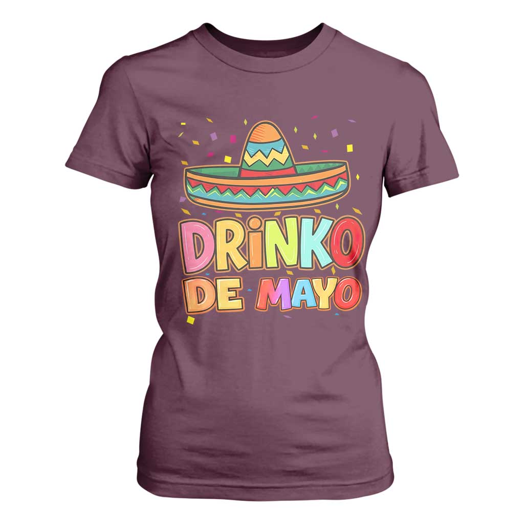 Funny Cinco De Mayo Day Drinking Fiesta Party T Shirt For Women Drinko De Mayo TS12 Maroon Print Your Wear