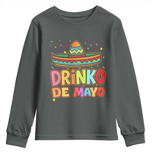 Funny Cinco De Mayo Day Drinking Fiesta Party Youth Sweatshirt Drinko De Mayo TS12 Dark Heather Print Your Wear