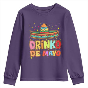 Funny Cinco De Mayo Day Drinking Fiesta Party Youth Sweatshirt Drinko De Mayo TS12 Purple Print Your Wear