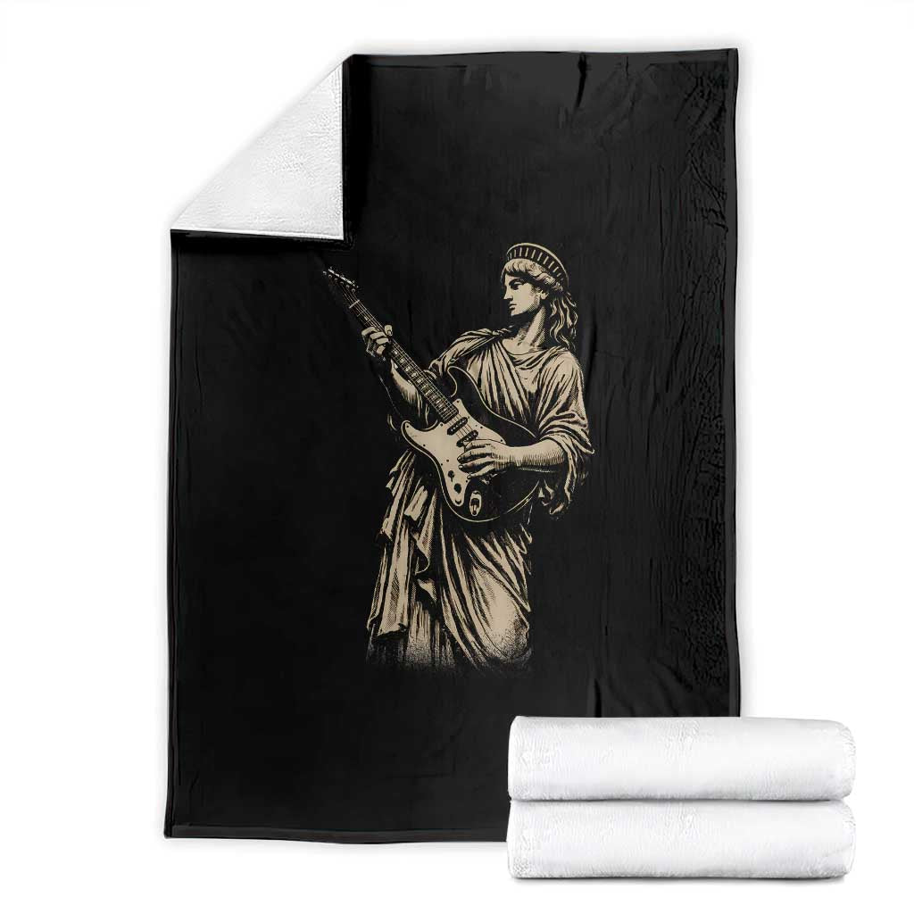 4th Of July Rock N Roll Throw Blanket Funny Statue Of Liberty Playing Guitar TS12 Black Print Your Wear