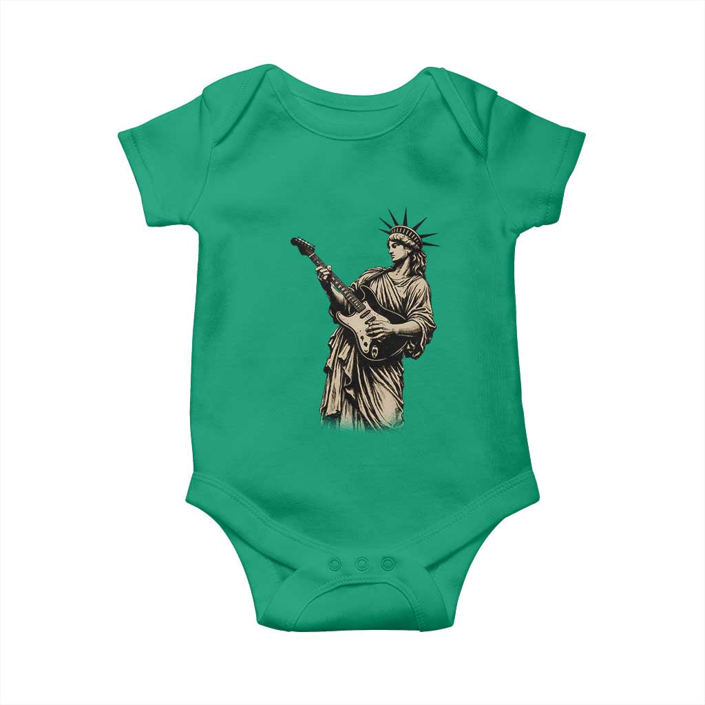 4th Of July Rock N Roll Baby Onesie Funny Statue Of Liberty Playing Guitar TS12 Irish Green Print Your Wear