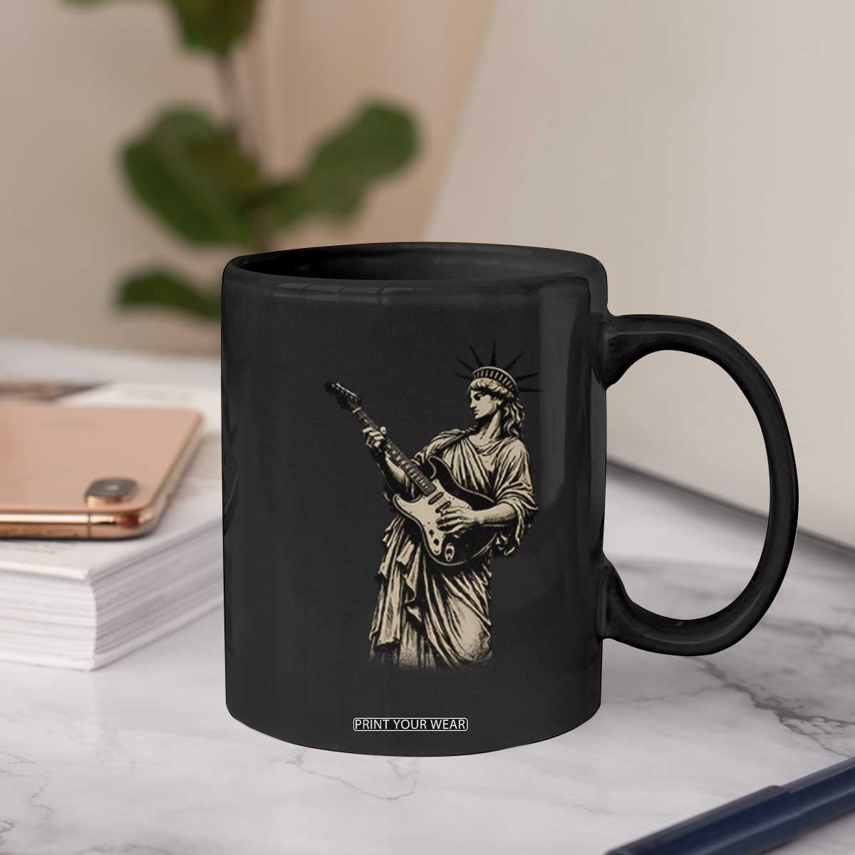 4th Of July Rock N Roll Coffee Mug Funny Statue Of Liberty Playing Guitar TS12 Print Your Wear
