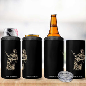 4th Of July Rock N Roll 4 in 1 Can Cooler Tumbler Funny Statue Of Liberty Playing Guitar TS12 Print Your Wear