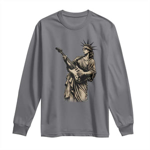 4th Of July Rock N Roll Long Sleeve Shirt Funny Statue Of Liberty Playing Guitar TS12 Charcoal Print Your Wear
